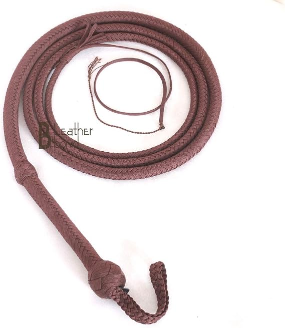 Light Weight, Flexible 6 Foot 8 Plait Brown Bullwhip para Cord Nylon Bull Whip for Sound Practice, Horse Handling & Costume Use