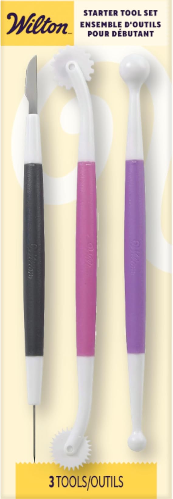 Wilton Fondant and Gum Paste Tools Set, 3-Piece Cake Decorating Tool Kit with Ball Tool, Quilting Tool & Cutting Blade/Pick