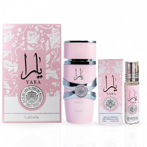 Lattafa Yara 2-piece Fragrance Bundle for Women (3.4 Oz Eau de Parfum Spray + 0.34 Oz Concentrated Perfume Oil)