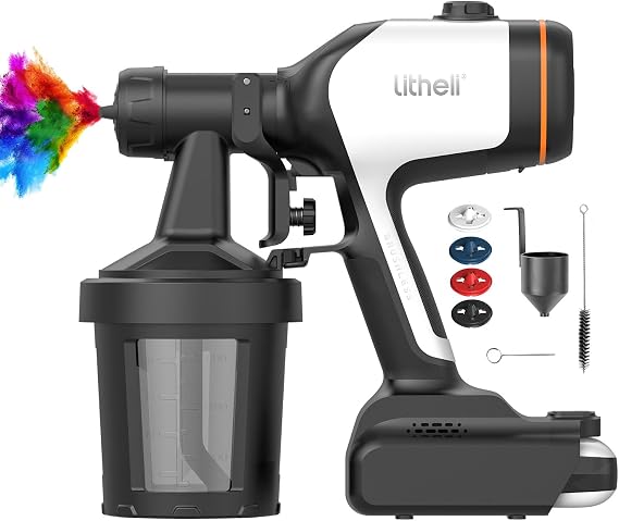 Litheli Cordless Paint Sprayer with 800W Brushless Motor, 20V 4.0Ah Battery, 3.5lbs Lightweight HVLP Paint Spray Gun, 1100ml/min High Power Electric Sprayer for House Painting, Furniture, Fence