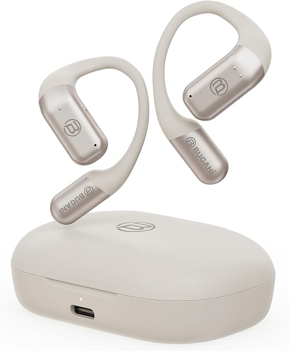 BUGANI Open Ear Headphones, Bluetooth 5.4 Wireless Earbuds with 60H Playtime, ENC Noise Cancelling Mic for Clear Calls, IPX5 Waterproof Sports Earphones for Running Workout Cycling