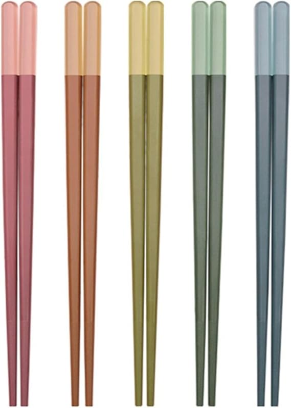 5 Pairs Reusable Chopsticks, Multi-purpose Durable Household Plastic Cute Ice Fog Multicolor Chopsticks Non-Slip 9.5 inch/24cm for Family, Hotel, Restaurant