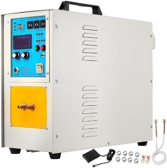 High Frequency Induction Heater Furnace, Gold Silver Copper Melting Furnace with Output Power 15KW, for Melt Welding Heating and Annealing, 30-100KHZ