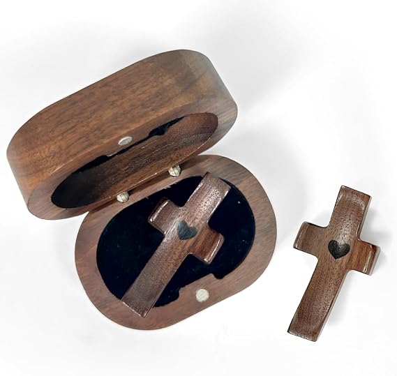 Jesuspirit - Personalized Pocket Olive Wood Cross, Fidget for Prayer & Comfort, Christian Gift for Men Women, Clinging Faith, Religious Gifts Pocket Cross My Heart