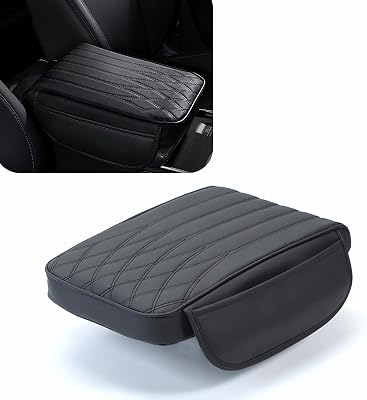 1 PC Car Center Console Armrest Cover, 11.81In x 7.87In x 1.57In Waterproof Durable Vehicle Storage Box Protective Cover, Universal Rebound Armrest Accessories for Most Cars Black
