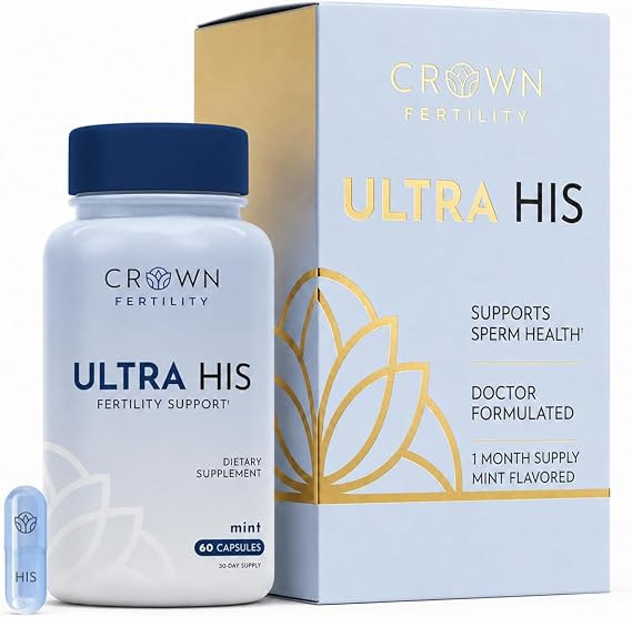 Ultra His Male Fertility Supplements, 30-Day Supply | USA Made For Future Dads with 5-MTHF Folate, Pine Bark & Lycopene, 60 Capsules for Sperm Support Mint Flavor