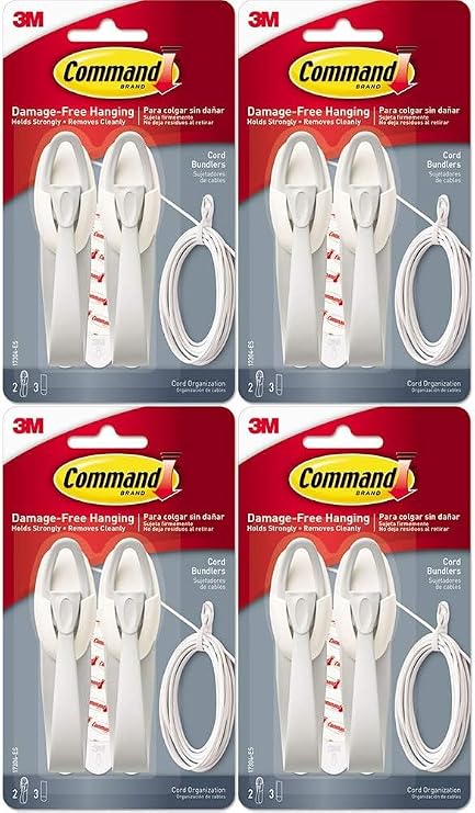 3M 17304 Command Cord Bundlers 4 Pack (8 Bundlers)