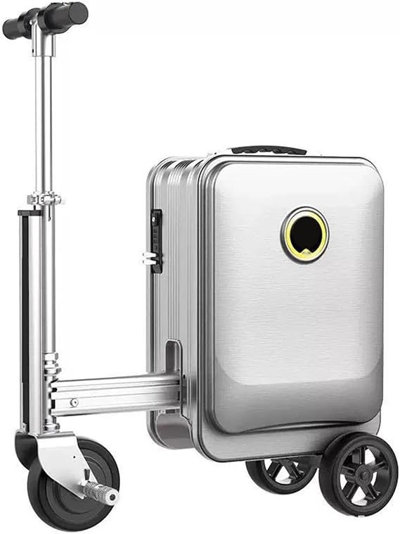 Rideable Smart Suitcase,20 Inch Lightweight Carry-On with 74WH Airline Safe Battery,13km/h Speed,110kg Capacity for Adults A-Silver