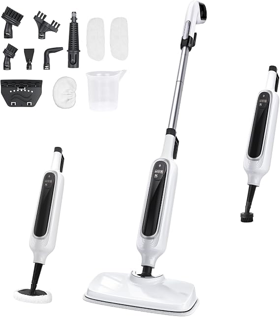 12-in-1 Steam Mop, Detachable Handheld Steam Cleaner for Home, 23FT Cord