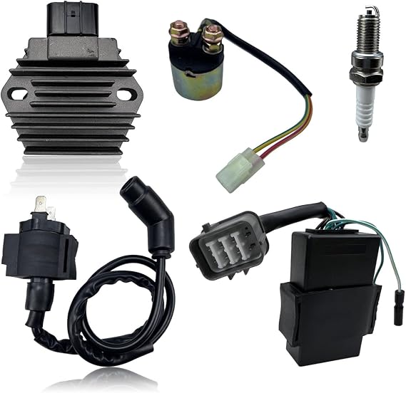 CDI Box 30410-HN5-671 Compatible with Honda Rancher TRX350 TRX 350 TRX350FE TRX350FM TRX350TE TRX350TM 2x4 4x4 ES/S 2000-2005 with Ignition Coil&Rectifier&Start Solenoid Relay and Spark Plug