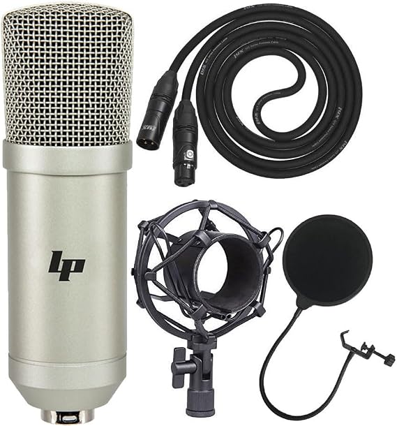 LyxPro Condenser Microphone for Studio, Vocals, Instruments, Podcasting and Professional Recordings with Shockmount, XLR Cable, Pop Filter
