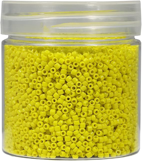 Bala&Fillic 12/0 Glass Seed Beads About 10000pcs in Box Size 2mm Opaque Yellow Seed Beads for Jewelry Making (Yellow)