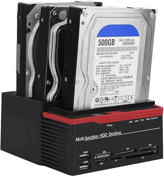 USB 3.0 SATA IDE HDD Docking Station, Three-Bay Offline Clone HUB, 12V 3A Independent Power Supply, External Hard Drive Docking Station, USB Hub Reader for 2.5 3.5 Inch HDD