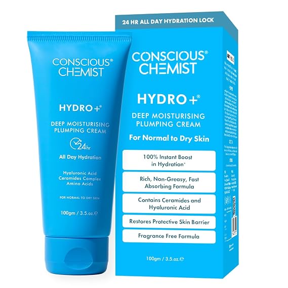 Conscious ChemistTM Hyaluronic Acid Face Gel with Ceramides | Lightweight Gel Cream| Plumps & Hydrates | For Dull & Dehydrated Skin | Fragrance Free, Cruelty Free | 50ml