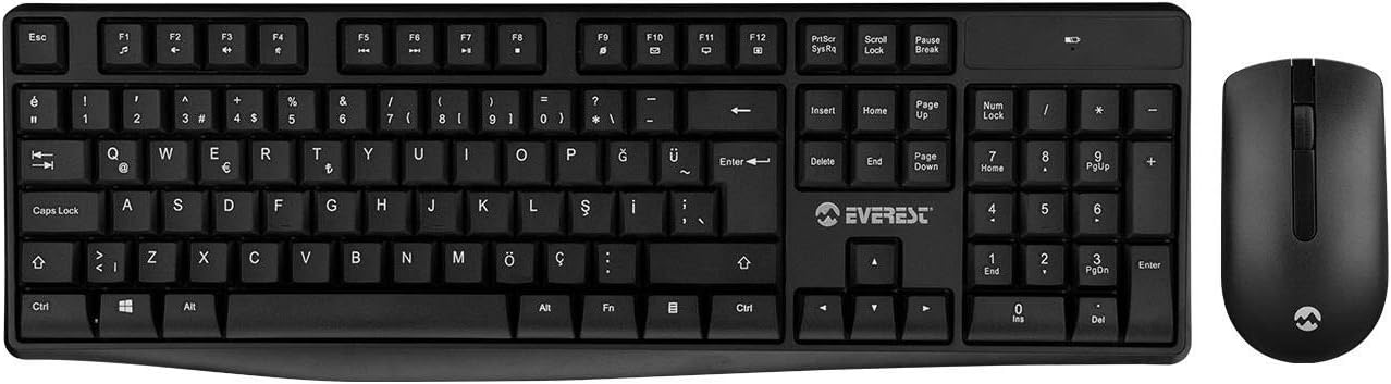 Everest KM-7500 Black Wireless Q Multimedia Keyboard  Mouse Set