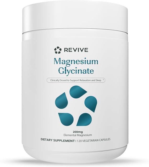 Revive MD Pure Magnesium Glycinate 200mg, 120 Vegeterian Capsules, 60 Serve