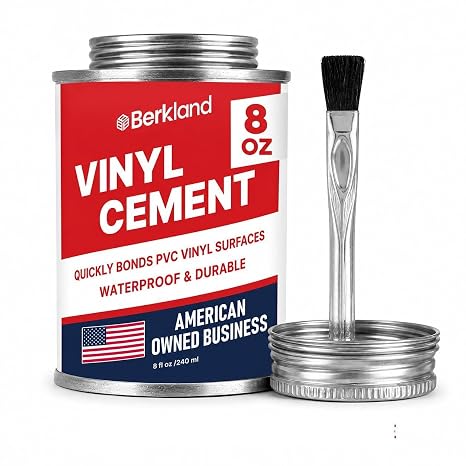 [8 oz] Vinyl Cement Glue - Super Glue for Inflatables - Waterproof, Fast-Setting, Flexible Bond for Pool Liners, Vinyl Fabrics, Tent, and Tarps