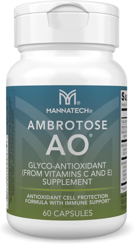 Mannatech - Ambrotose AO - 60 Capsules | Contains Vitamins C and E, Glyconutrients, Plant-Based Blend, Gluten-Free, Dairy-Free, Vegetarian-Friendly Formula