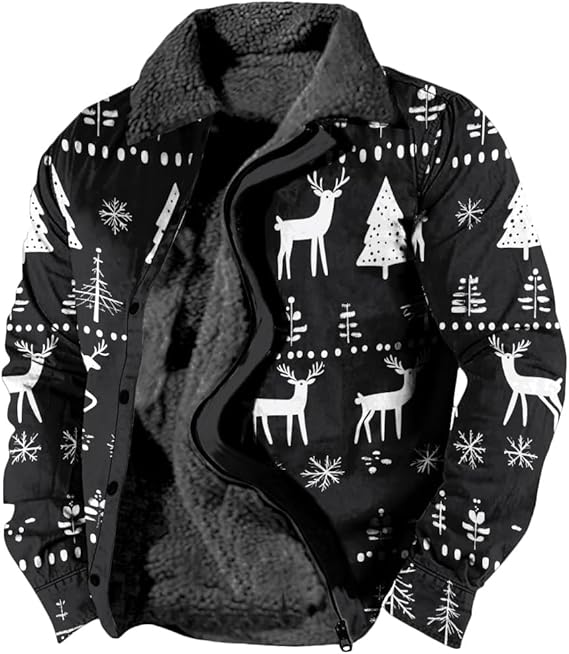 DMOYALA Western Shirt Jackets for Men Aztec Cowboy Jacket Ethnic Aztec Print Fleece Sherpa Jacket Western Warm Winter Coats