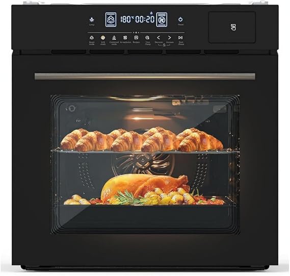 Single Wall Ovens,24 Inch Built-In Electric Single Wall Oven 2.5 Cu.Ft Capacity, 3000W, 240V with Air Fryer, 8 Baking Modes, Touch Control, Timer & Safety Lock