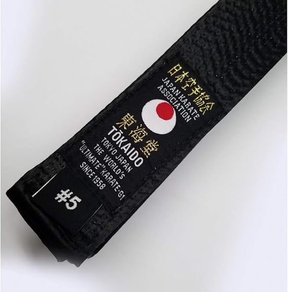 YIROCK Tokaido Karate Belt, Black Satin Belt - JKA (#5/295cm - 116" inches)
