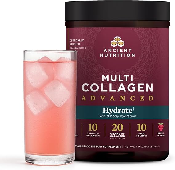 Ancient Nutrition Advanced Multi Collagen Peptides Hydrate, Mixed Berry