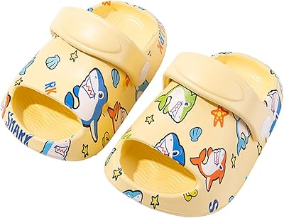 Drecage Kids Slides Sandals Toddler Boys Girls Shower Slippers with Backstrap Cute Cartoon Water Shoes Quick Dry for Garden Beach Pool