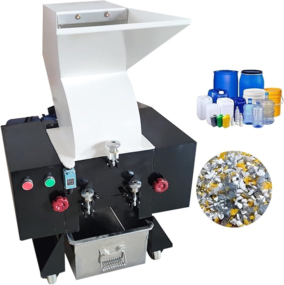 Plastic Shredder Recycling Machine Cans Bottle Crusher Granulator 2.2KW Cardboard Chipper Shredder Plastic Grinder Mill Scrap Pulverizer for PC/PVC/ABS/PET/EPS/PU/HDPE/Nylon 220V 1PH