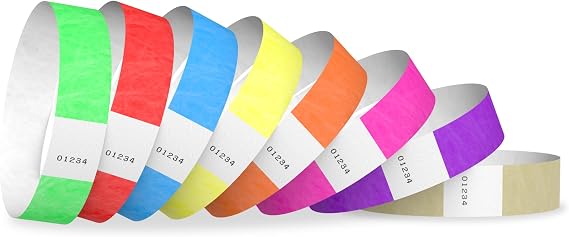 1,600 WristCo Tyvek Wristbands for Events, 8-Color (200 Bands per Color) | Tamper-Proof Design Prevents Reuse Premium-Grade Bracelets for Hospital & Medical ID, Party, VIP Identification