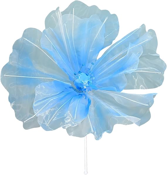 Organza Flowers 20 Inch Large Silk Gauze Flowers Artificial Fake Floral Picks for Crafts DIY Wedding Party Home Decor (A)