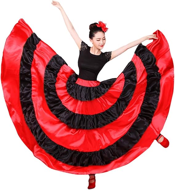 lontakids Womens Spanish Bull Dance Skirt Belly Dance Skirt Big Swing Flamenco Costume