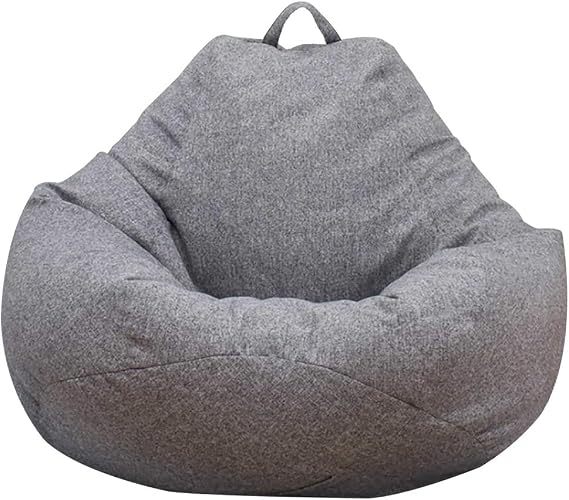 Bean Bag Chair Cover, Outdoor Lazy Seat Bag Couch Cover, Bean Bag Sofa Couch Cover, Large Lounger High Back Storage Bag Cover for Adults Kids, No Filler (Grey, 80x90cm)