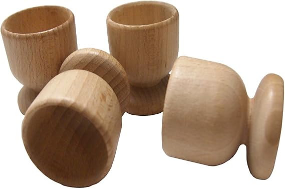 efo Wooden Egg Cups - Boiled Egg Holder - Easter Decor - Arts and Crafts DIY Unfinished Wood - Easter Gift - Egg Cup Set of 4