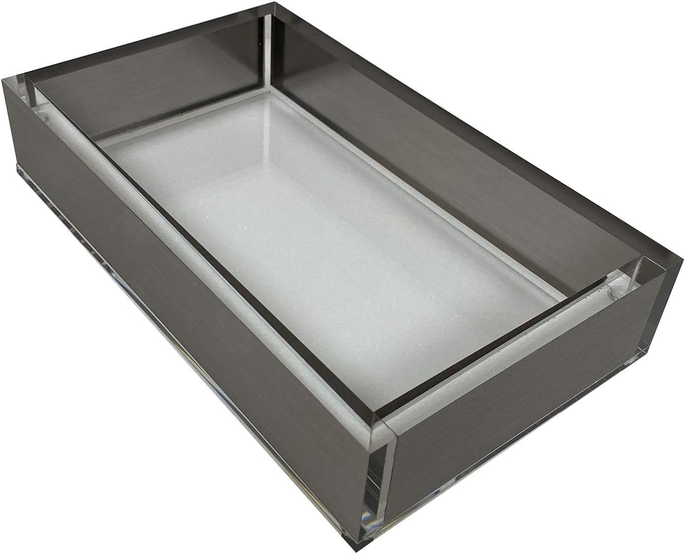 Tizo Design Elegant Lucite Napkin Tray, Napkin Holder, Silver, Guest Towel 5.5 x 9 in Multiple Options Available