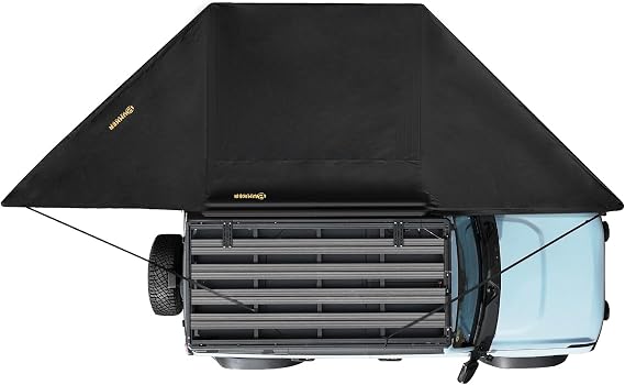 BUNKER INDUST 180 Degree Awning Free Standing, Vehicle Overland Awning Built-in LED Light - Three Colors, Car Driver Passenger Side, Waterproof Wind Resistant for SUV Van Truck Camper