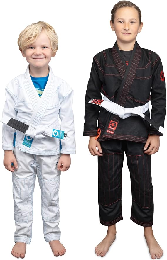 Gold BJJ Kids Jiu Jitsu Gi (White Belt Included) - Aeroweave Lightweight Youth Uniform for Boys and Girls