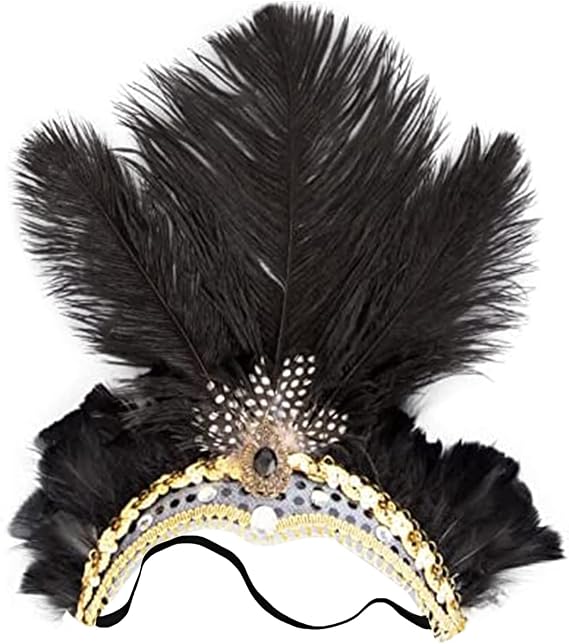 Mardi Gras Headband, Mardi Gras Headband for Women Showgirl Carnival Feather Headpiece for Hawaii Costume Party