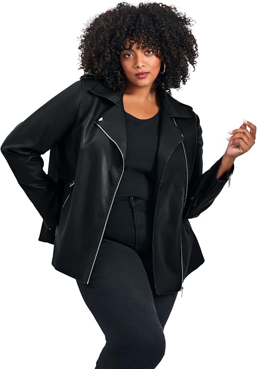 Avenue Women's Plus Size Jane Faux Leather Jacket
