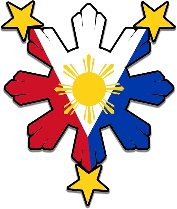 Filipino Pride Star Sun Flag Sticker - Self Adhesive - Vinyl Decal Philippine Philippines for Car (5" x 3.3")