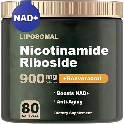 NAD Supplement Alternative - Liposomal Nicotinamide RibosideResveratrol & Quercetin - High Purity NAD Supplement for Anti-Aging, Energy, Focus - 80 Capsules900mg