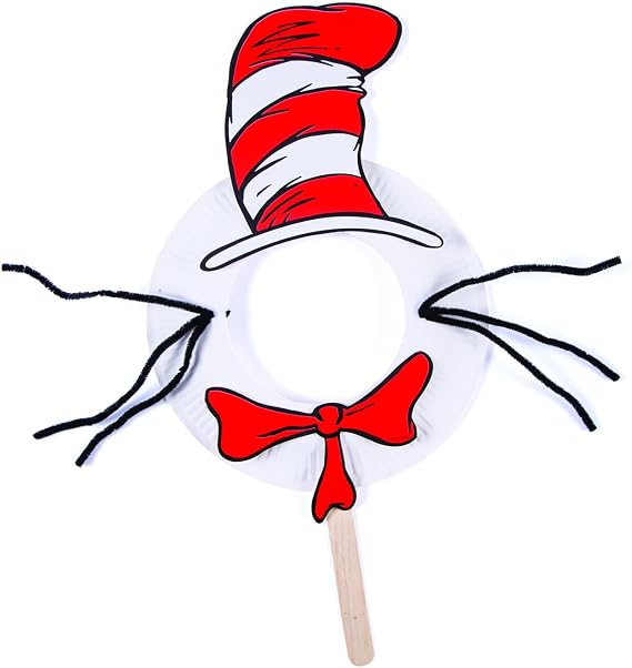Fun Express Dr. Seuss Paper Plate Photo Prop Craft Kit - Makes 12 - Great for School Craft Sets, Teacher Pack Size
