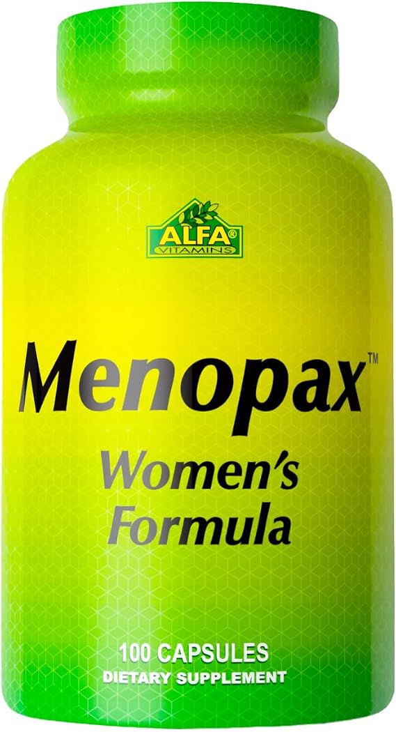 ALFA VITAMINS Menopax Women's Formula, Gluten Free Vitamin for Menstrual Health and Overall Wellness, Supports Joints, Energy, and Cycle Balance, Dietary Supplement for Women, 100 Capsules