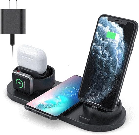 Wireless Phone Charger 6 in 1 Multi-Functional Dock (Black)