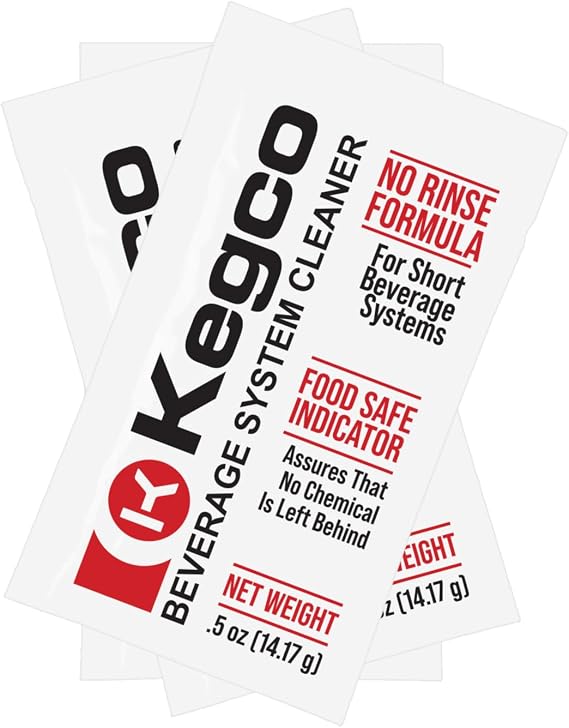 Kegco No-Rinse Cleaner for Beverage Systems - Ten 0.5 oz. Packets