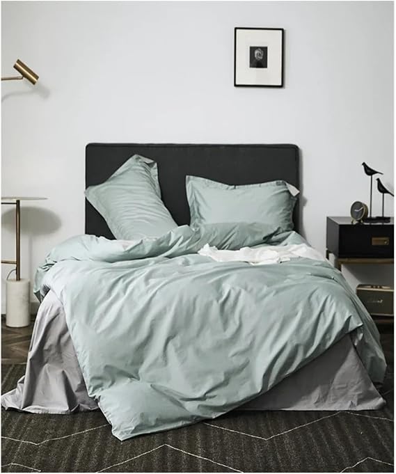 Youth Luxury All Cotton Long Staple Cotton Four Piece Set Simple Solid Color Contrast Bed Sheet, Fitted Sheet, Quilt Cover,Bed