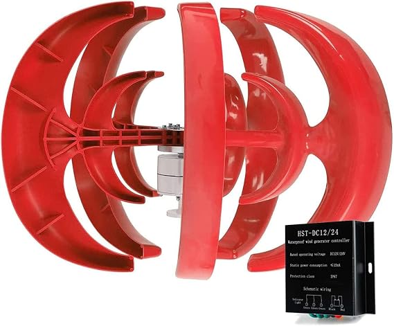 1500W Vertical Axis Wind Turbines Generator Kit, 12V 24V 48V Lantern 5 Blades Wind Turbines Motor Kit with Charge Controller, for Boats, Terraces, Cabins, Mobile Homes
