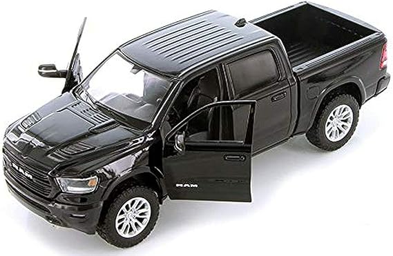 2019 RAM 1500 Laramie Crew Cab Pickup Truck Black 1/24 Diecast Model Car by Motormax 79357