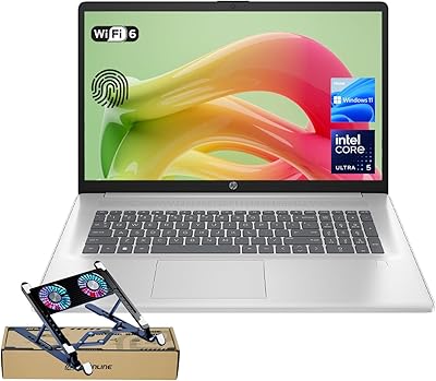HP Business Laptop, 17.3 Touchscreen, Intel Core Ultra 5 225U > i7-1355U for Multitasking, 16GB DDR5, 1TB SSD, Fingerprint, Backlit KB, Win11 Home, Silver, Bundle with PCO Laptop Cooler