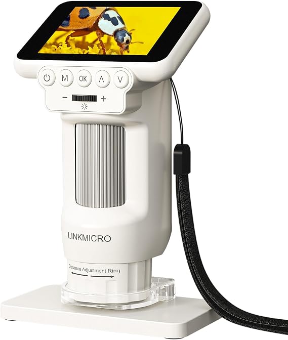 LM013 Digital Microscope with 2.8" Screen for Kids Adults, Anti-Shake Portable USB Coin Magnifier 120X with 8 LED Lights, 1080P Video, Prepared Slides, PC View
