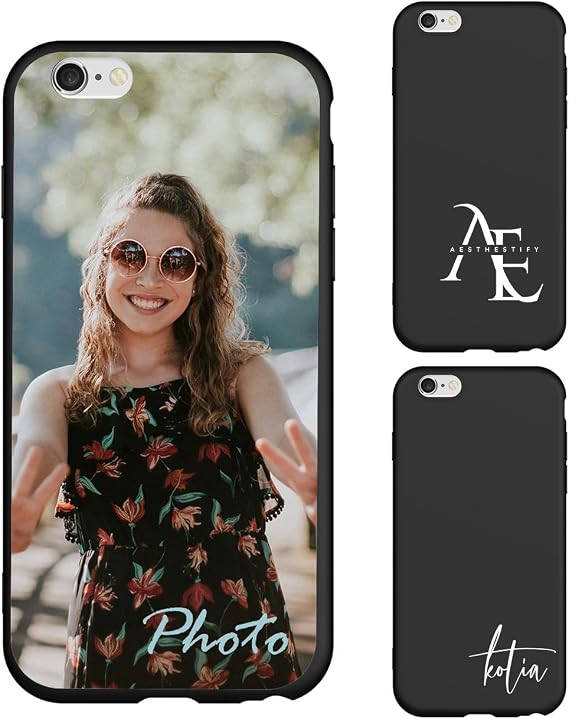 Custom Personalized Case Compatible with Apple iPhone 6s/ 6 - Customized Photo Picture Logo Text Phone Cover, Protective Silicone TPU, Slim Soft Shockproof Cases Unique Gift, Black